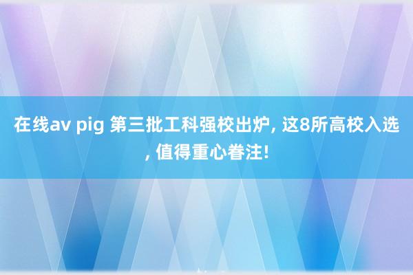 在线av pig 第三批工科强校出炉， 这8所高校入选， 值得重心眷注!