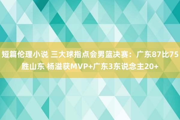 短篇伦理小说 三大球指点会男篮决赛：广东87比75胜山东 杨溢获MVP+广东3东说念主20+