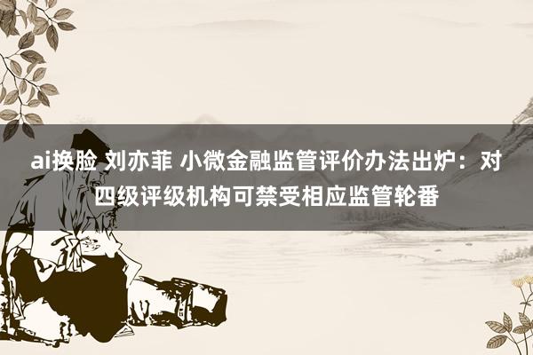 ai换脸 刘亦菲 小微金融监管评价办法出炉：对四级评级机构可禁受相应监管轮番
