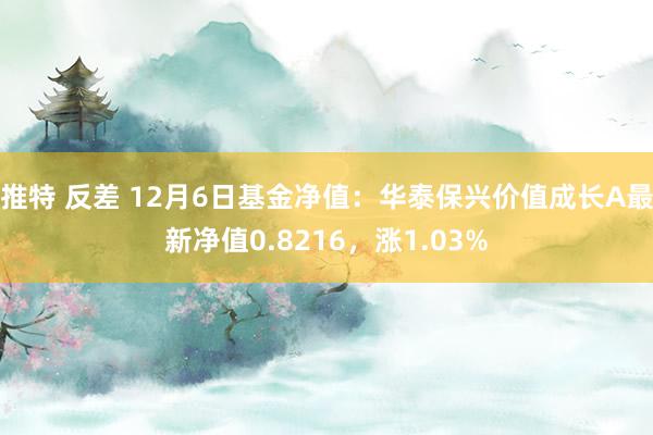 推特 反差 12月6日基金净值：华泰保兴价值成长A最新净值0.8216，涨1.03%