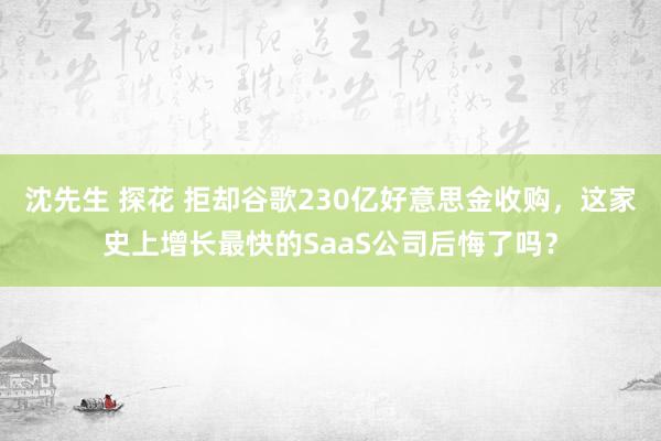 沈先生 探花 拒却谷歌230亿好意思金收购，这家史上增长最快的SaaS公司后悔了吗？