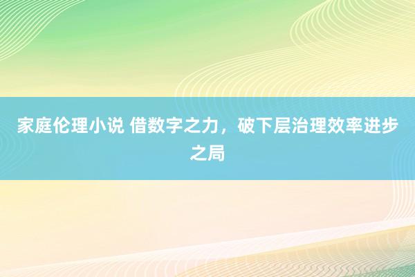 家庭伦理小说 借数字之力，破下层治理效率进步之局