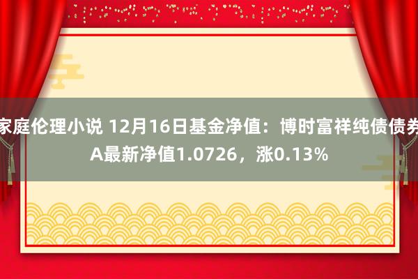 家庭伦理小说 12月16日基金净值：博时富祥纯债债券A最新净值1.0726，涨0.13%