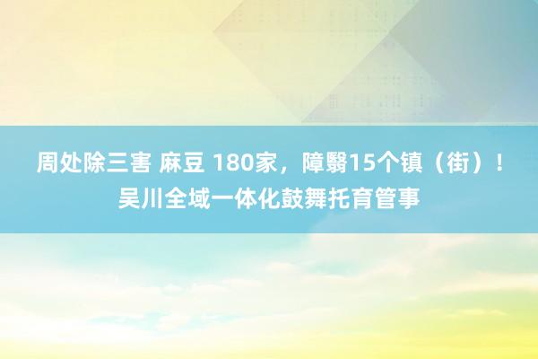 周处除三害 麻豆 180家，障翳15个镇（街）！吴川全域一体化鼓舞托育管事