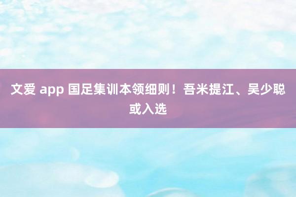 文爱 app 国足集训本领细则！吾米提江、吴少聪或入选