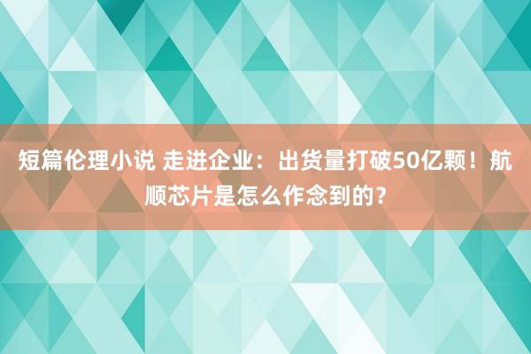 短篇伦理小说 走进企业：出货量打破50亿颗！航顺芯片是怎么作念到的？