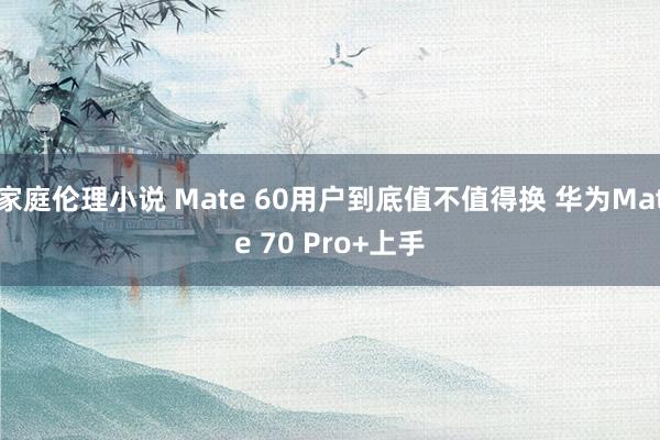 家庭伦理小说 Mate 60用户到底值不值得换 华为Mate 70 Pro+上手