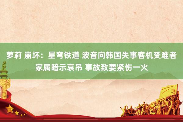 萝莉 崩坏：星穹铁道 波音向韩国失事客机受难者家属暗示哀吊 事故致要紧伤一火