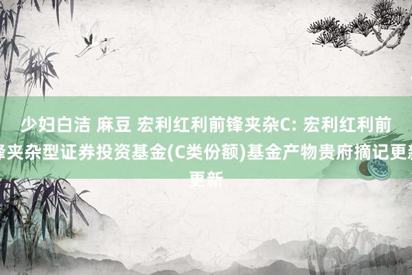 少妇白洁 麻豆 宏利红利前锋夹杂C: 宏利红利前锋夹杂型证券投资基金(C类份额)基金产物贵府摘记更新