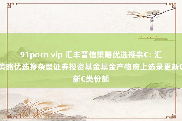 91porn vip 汇丰晋信策略优选搀杂C: 汇丰晋信策略优选搀杂型证券投资基金基金产物府上选录更新C类份额