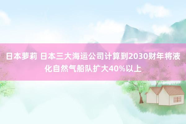 日本萝莉 日本三大海运公司计算到2030财年将液化自然气船队扩大40%以上