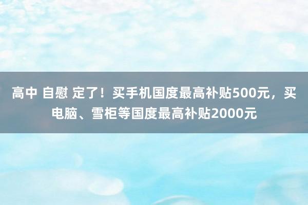 高中 自慰 定了！买手机国度最高补贴500元，买电脑、雪柜等国度最高补贴2000元