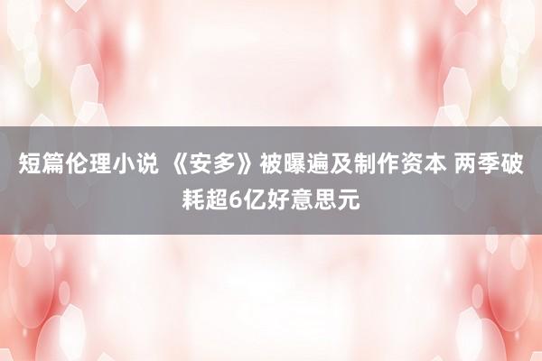 短篇伦理小说 《安多》被曝遍及制作资本 两季破耗超6亿好意思元