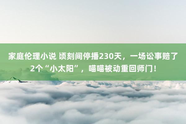 家庭伦理小说 顷刻间停播230天，一场讼事赔了2个“小太阳”，喵喵被动重回师门！