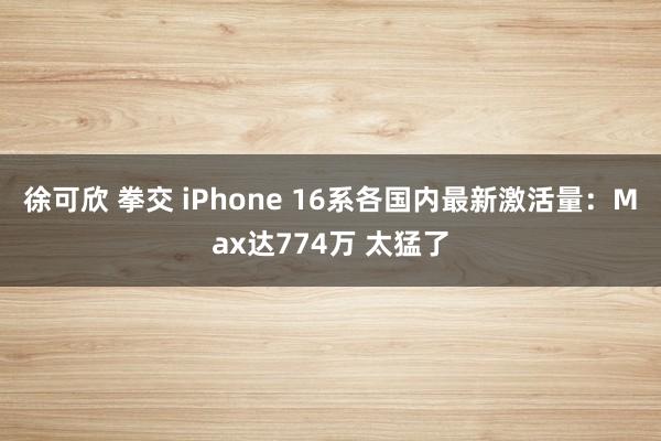 徐可欣 拳交 iPhone 16系各国内最新激活量：Max达774万 太猛了