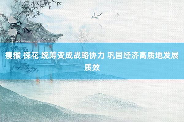 瘦猴 探花 统筹变成战略协力 巩固经济高质地发展质效