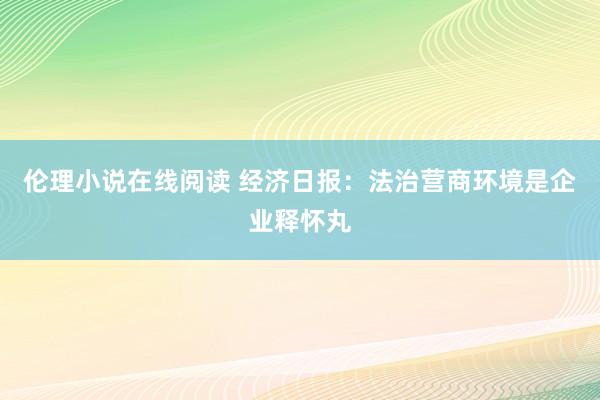 伦理小说在线阅读 经济日报：法治营商环境是企业释怀丸