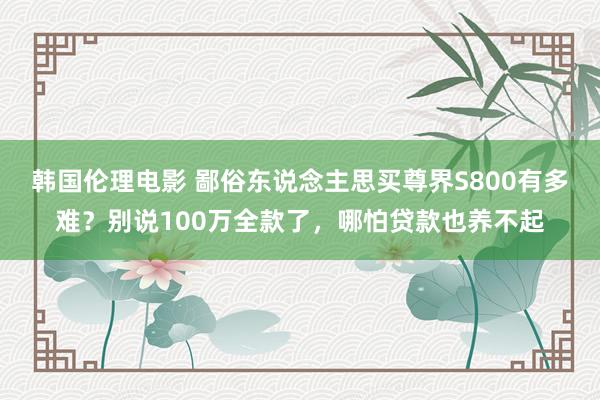 韩国伦理电影 鄙俗东说念主思买尊界S800有多难？别说100万全款了，哪怕贷款也养不起