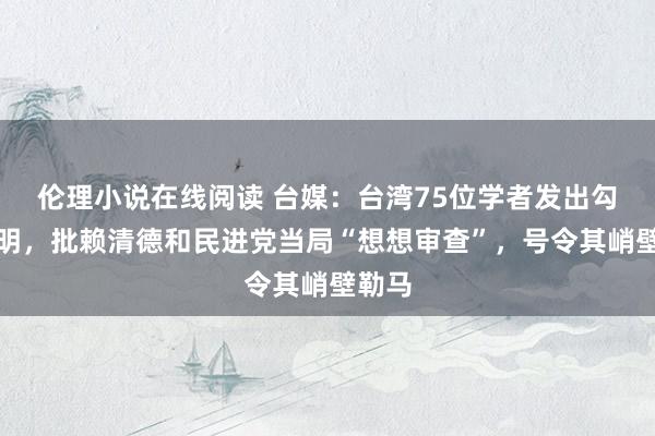 伦理小说在线阅读 台媒：台湾75位学者发出勾通声明，批赖清德和民进党当局“想想审查”，号令其峭壁勒马