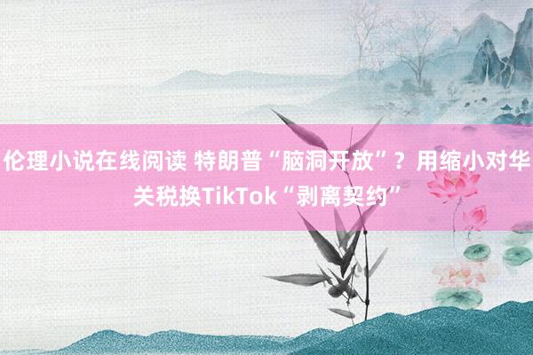 伦理小说在线阅读 特朗普“脑洞开放”？用缩小对华关税换TikTok“剥离契约”