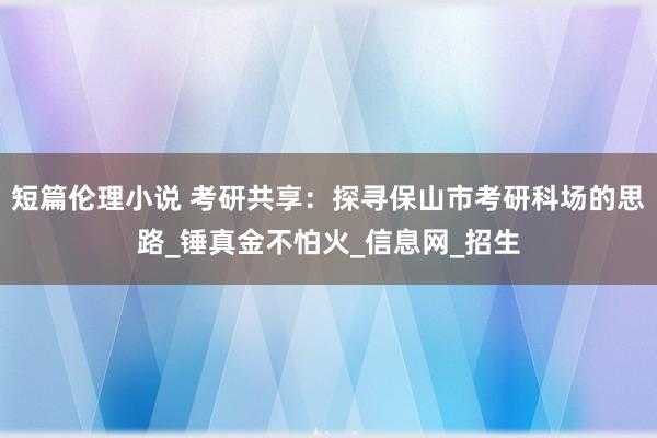 短篇伦理小说 考研共享：探寻保山市考研科场的思路_锤真金不怕火_信息网_招生