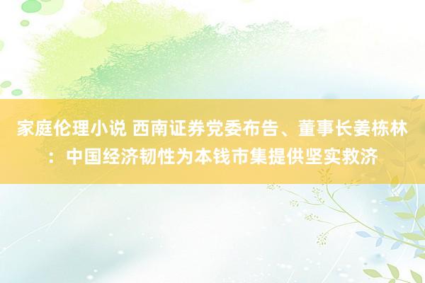 家庭伦理小说 西南证券党委布告、董事长姜栋林：中国经济韧性为本钱市集提供坚实救济