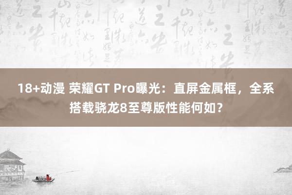 18+动漫 荣耀GT Pro曝光：直屏金属框，全系搭载骁龙8至尊版性能何如？