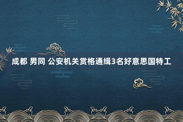 成都 男同 公安机关赏格通缉3名好意思国特工