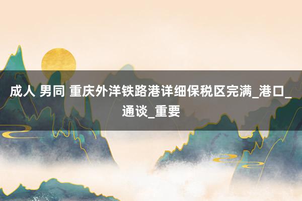 成人 男同 重庆外洋铁路港详细保税区完满_港口_通谈_重要