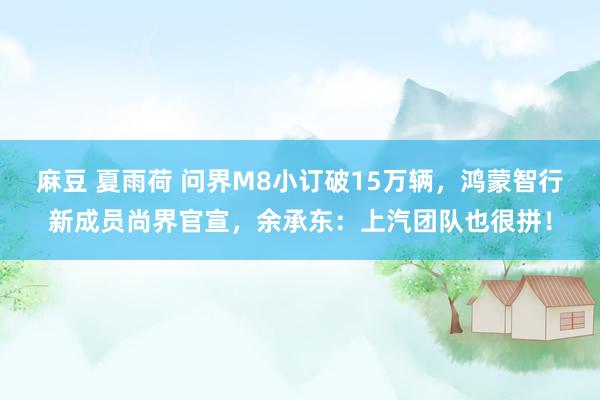 麻豆 夏雨荷 问界M8小订破15万辆，鸿蒙智行新成员尚界官宣，余承东：上汽团队也很拼！