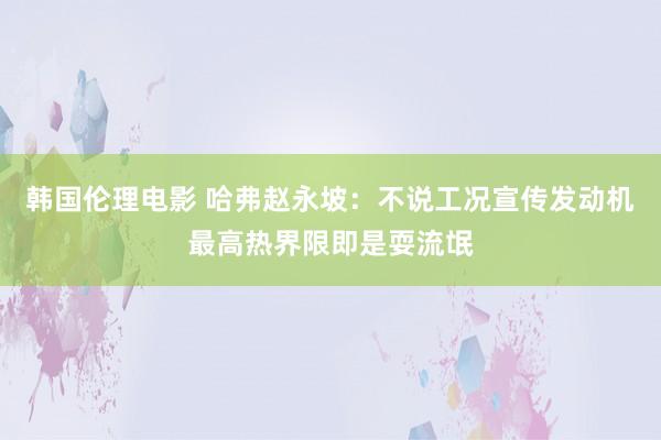 韩国伦理电影 哈弗赵永坡：不说工况宣传发动机最高热界限即是耍流氓