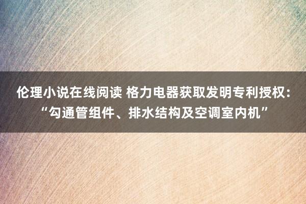 伦理小说在线阅读 格力电器获取发明专利授权：“勾通管组件、排水结构及空调室内机”