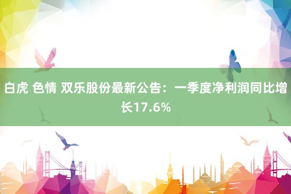 白虎 色情 双乐股份最新公告：一季度净利润同比增长17.6%