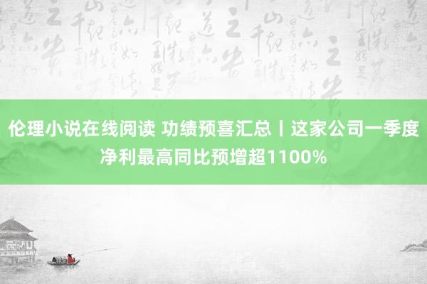 伦理小说在线阅读 功绩预喜汇总丨这家公司一季度净利最高同比预增超1100%
