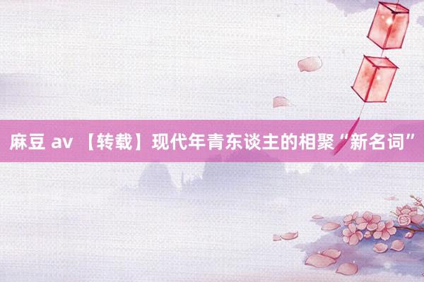 麻豆 av 【转载】现代年青东谈主的相聚“新名词”