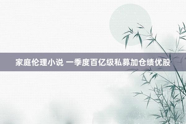 家庭伦理小说 一季度百亿级私募加仓绩优股